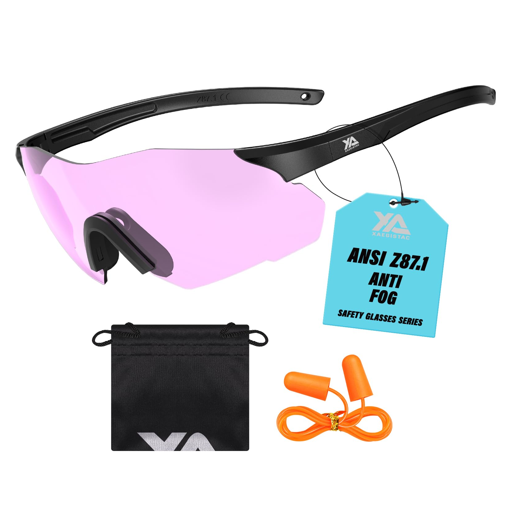 xaegistac Safety Glasses-Anti Fog Shooting Glasses, Wide field of View, Soft Nose Pad for Shooting, Hunting, Airsoft Outdoors