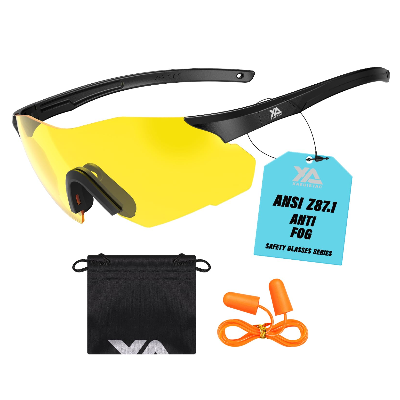 xaegistac Safety Glasses-Anti Fog Shooting Glasses, Wide field of View, Soft Nose Pad for Shooting, Hunting, Airsoft Outdoors