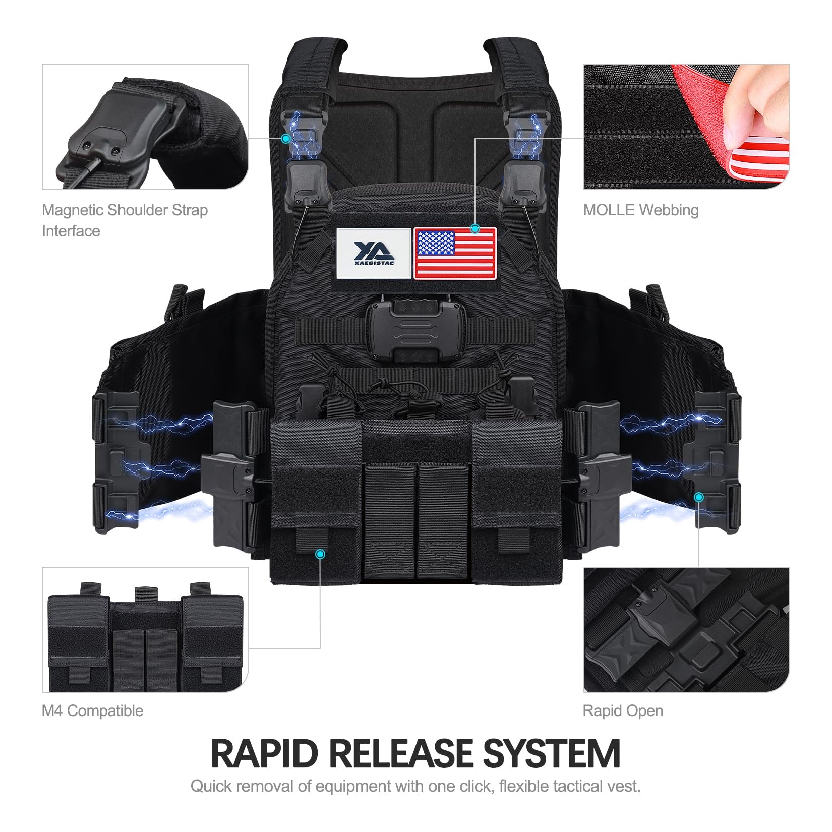 xaegistac Tactical Vest -Adjustable Modular Design for Outdoor, Hunting, and Security