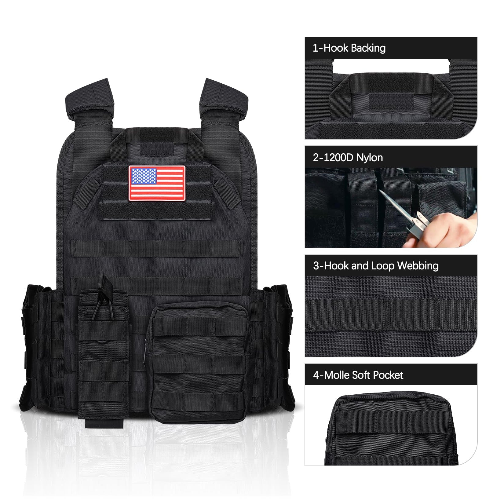 xaegistac Tactical Vest -Adjustable Modular Design for Outdoor, Hunting, and Security