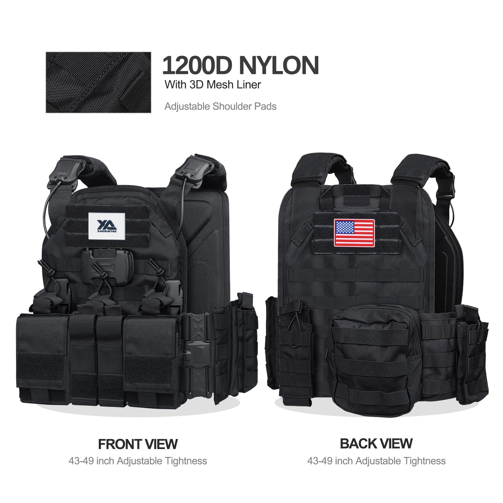 xaegistac Tactical Vest -Adjustable Modular Design for Outdoor, Hunting, and Security